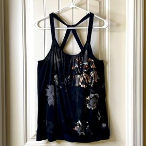 EXPRESS Sequined,flouncy, strap neck tank.